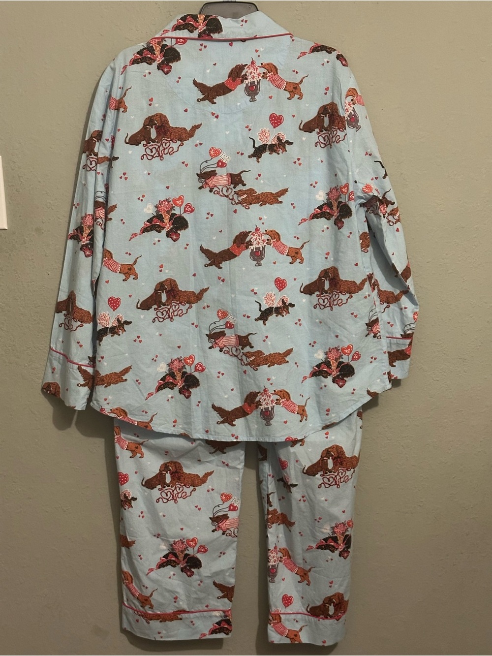 Printfresh 100% Organic Cotton Long PJ Set in Dachshund Date in pale blue - Picture 9 of 15